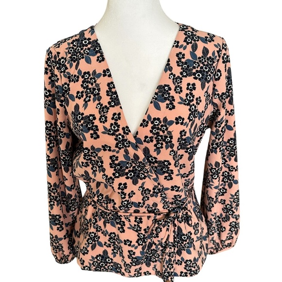 J. Crew Tops - J. Crew Women’s V-Neck Long Sleeve Peplum Blouse Pink Size 6